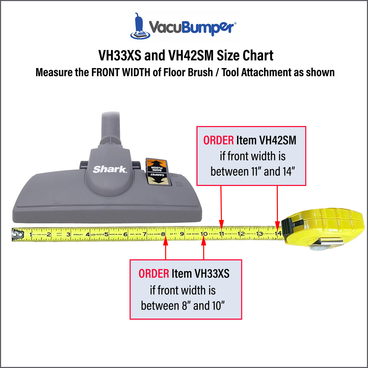 Extra Small Floor Brush Bumper Guard fits floor tools between 8" and 10" - VacuBumper