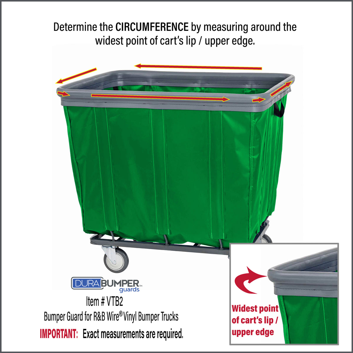 DuraBumper Item #VTB2 is custom made bumper guard for R&B Wire Vinyl Bumper Trucks and requires measurements