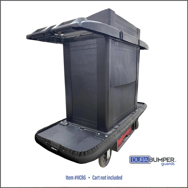 DuraBumper's custom made bumper guard for Rubbermaid style Housekeeping Carts, Item #HCBG is made of multi layers of premium materials that will protect decor from cart damage