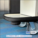 DuraBumper’s Bumper Guard, Item #FWACB for Forbes Housekeeping Cart teams up with Item #WBC-4.5 Revolving Wall Wheel Bumper Covers to provide the ultimate interior protection against cart damage.