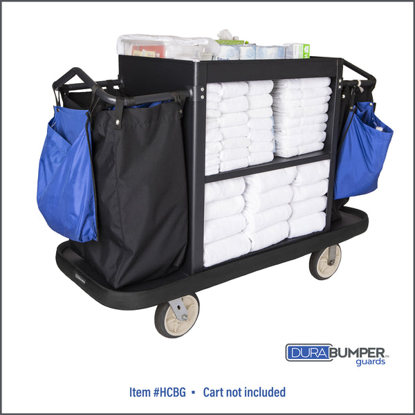 Full View of DuraBumper's Bumper Guard for Rubbermaid style Housekeeping Cart, Item #HCBG offers a professional fit and appearance