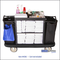 DuraBumper's custom made bumper guard for Rubbermaid style Housekeeping Carts, Item #HCBG is made of multi layers of premium materials that will protect decor from cart damage