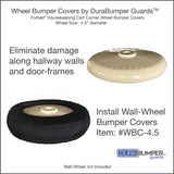Eliminate damage along hallways and door-frames by installing item #WBC-4.5 on Forbes 4..5" revolving wall wheel