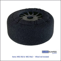 DuraBumper Wall Wheel for Rubbermaid's housekeeping carts.  Available in 2 sizes. Item #WBC-RX2 (5.5" diameter wheel) and Item #WBC-R4x2 (4" diamater wheel).