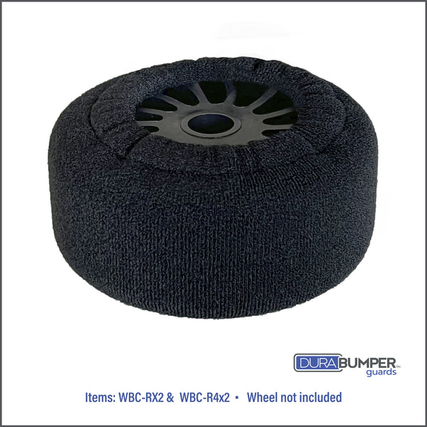 DuraBumper Wall Wheel for Rubbermaid's housekeeping carts.  Available in 2 sizes. Item #WBC-RX2 (5.5" diameter wheel) and Item #WBC-R4x2 (4" diamater wheel).